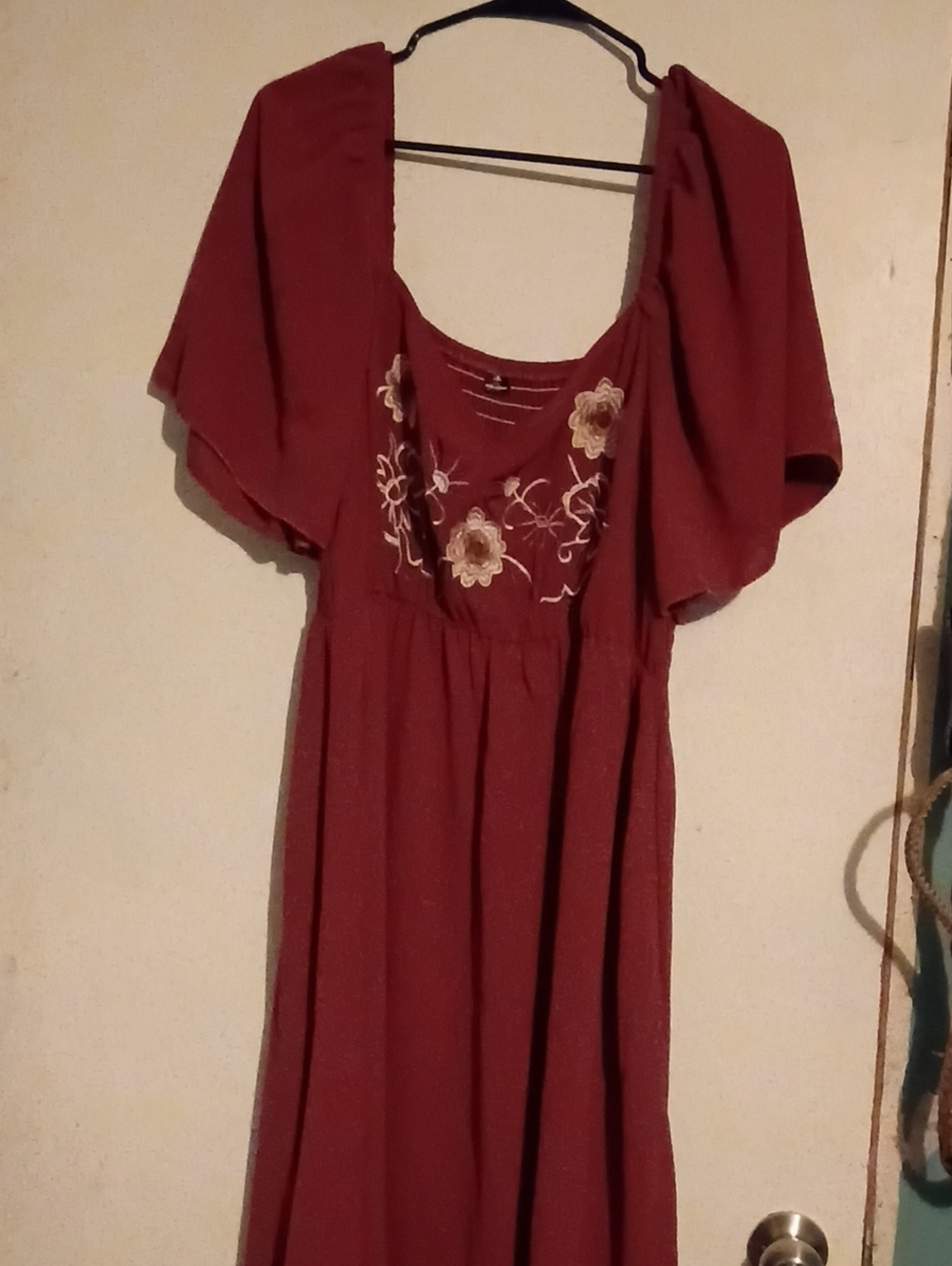 Embroidered Terra cotta Maxi Dress - Women